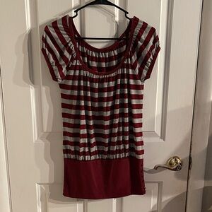 Striped Red and Gray Top